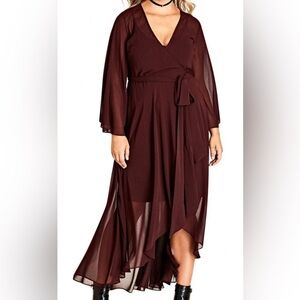 City Chic Burgundy High Low Dress